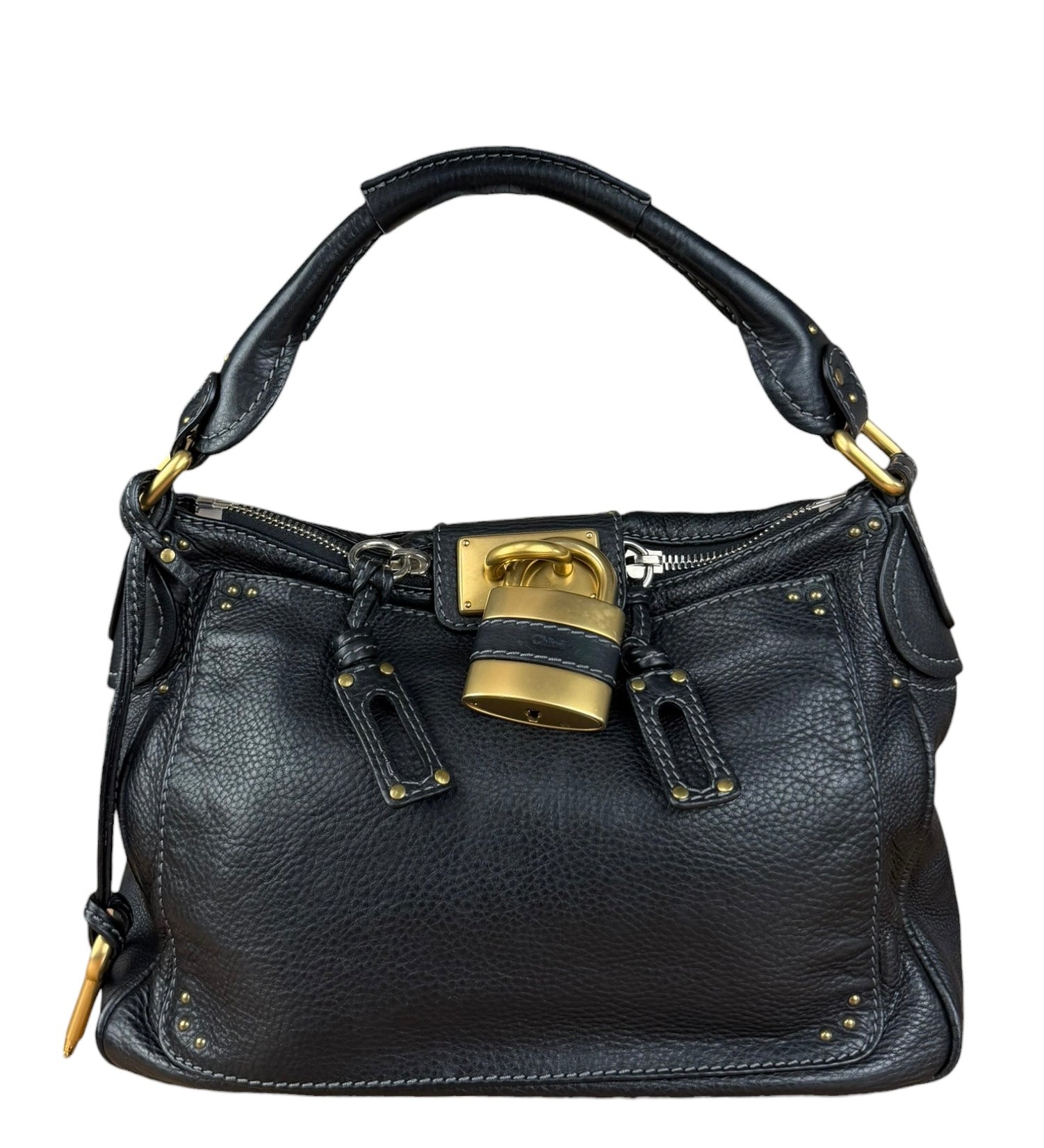Chloé Black Leather Paddington Hobo Shoulder Bag