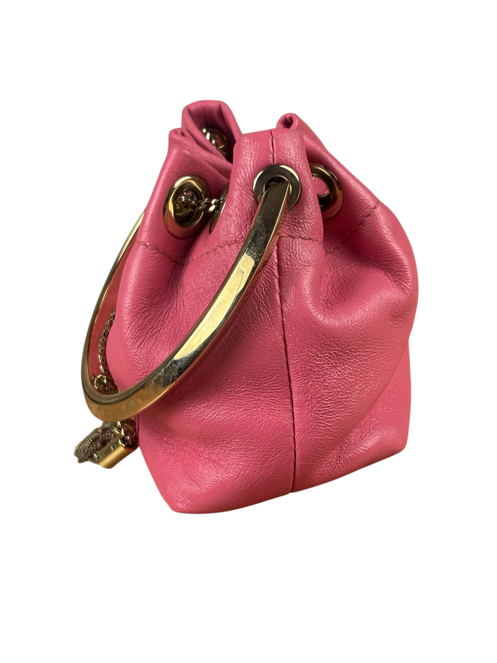 Jimmy Choo Pink Leather Micro Bob Bon Two-Way Bag
