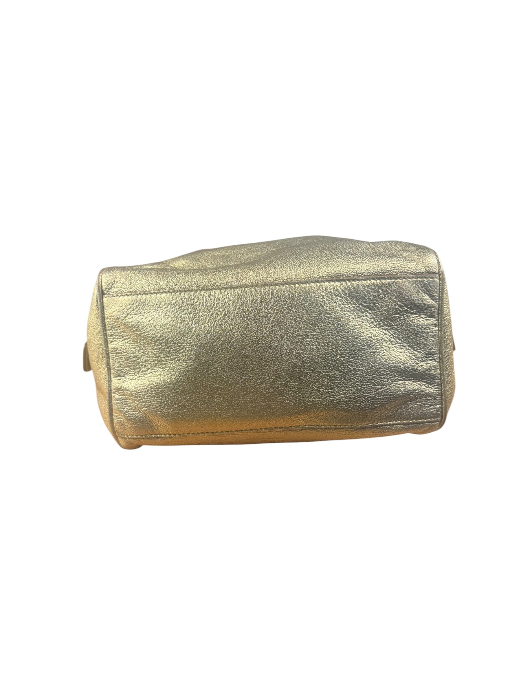 Yves Saint Laurent Gold Leather Embossed YSL Logo Handbag