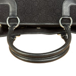 Salvatore Ferragamo Black Leather Trim Gancini Monogram Canvas Shoulder Bag