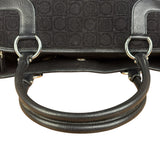 Salvatore Ferragamo Black Leather Trim Gancini Monogram Canvas Shoulder Bag