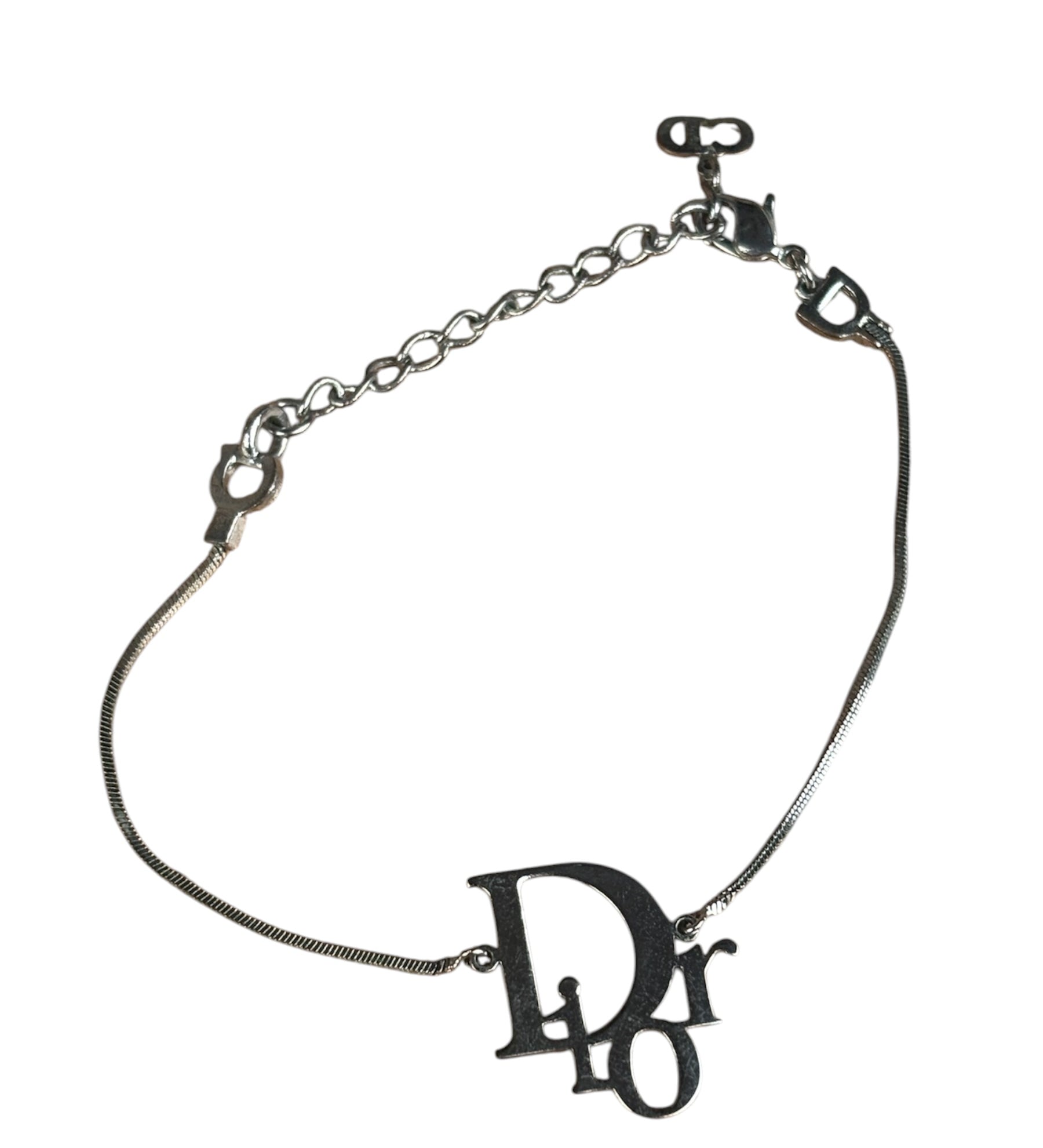 Christian Dior Vintage Trotter Logo Silver Bracelet