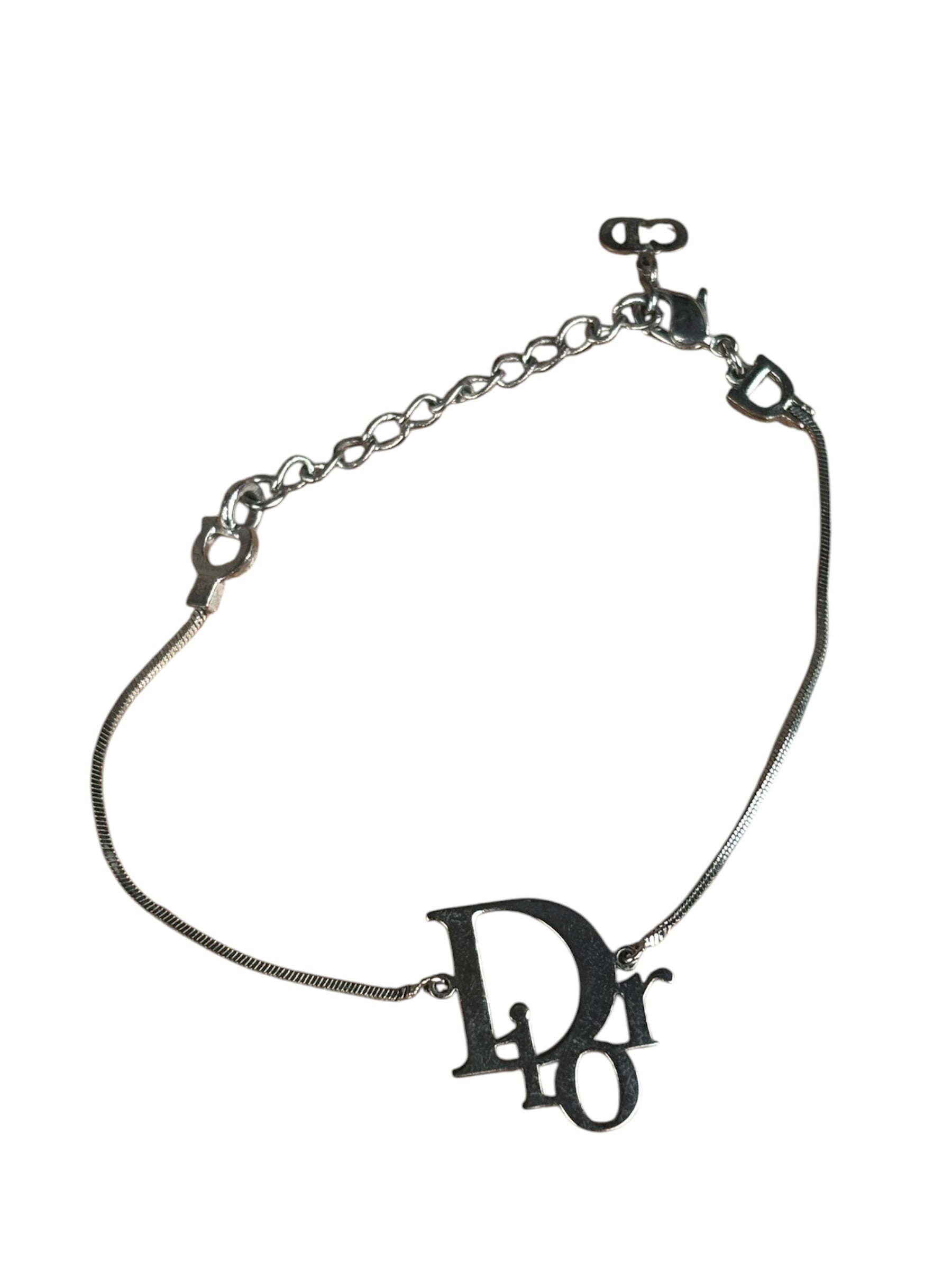 Christian Dior Vintage Trotter Logo Silver Bracelet