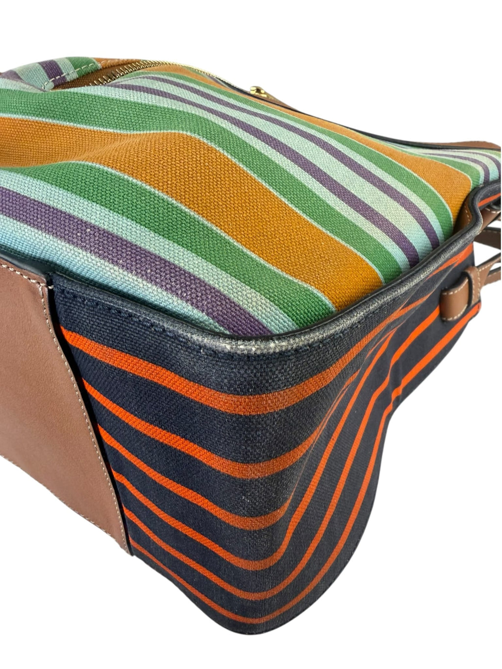 Loewe Colorblock Leather Trim Stripes Small Hammock Crossbody Bag