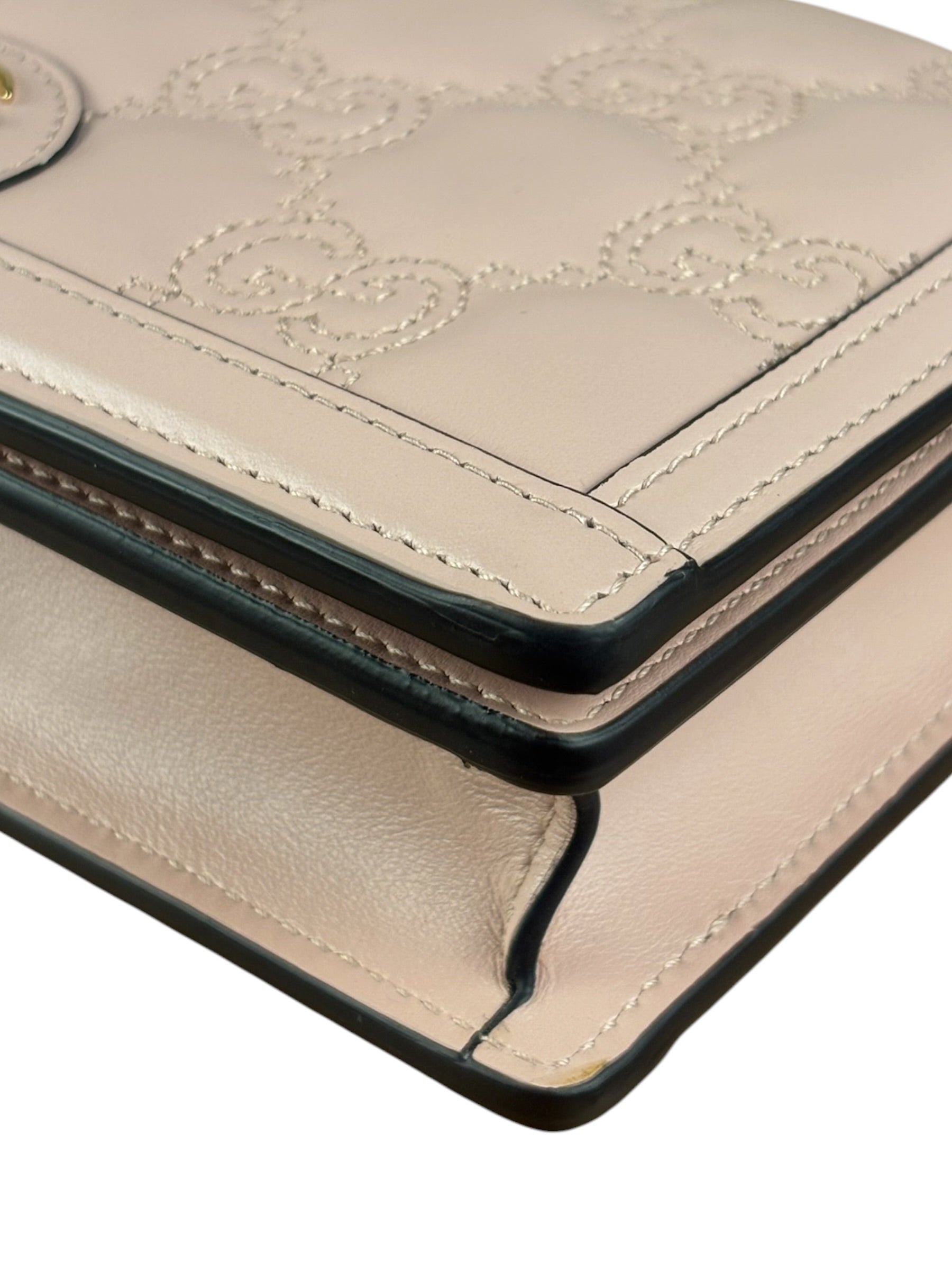 Gucci Light Pink Leather GG Matelasse Chain Wallet