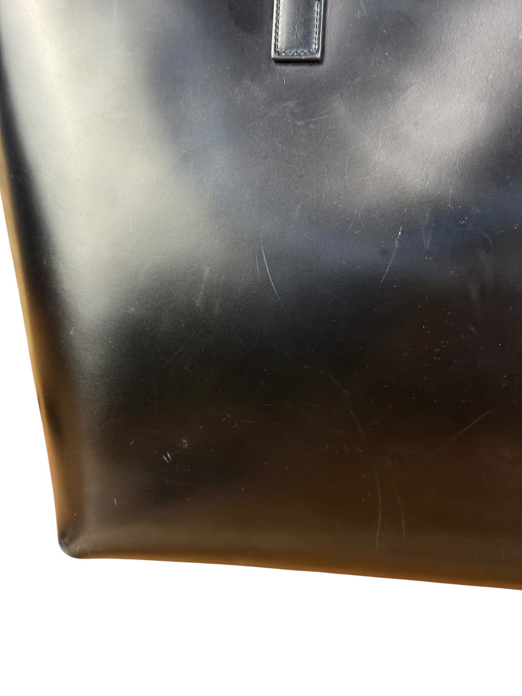 Saint Laurent Black Leather Shopping Tote Bag