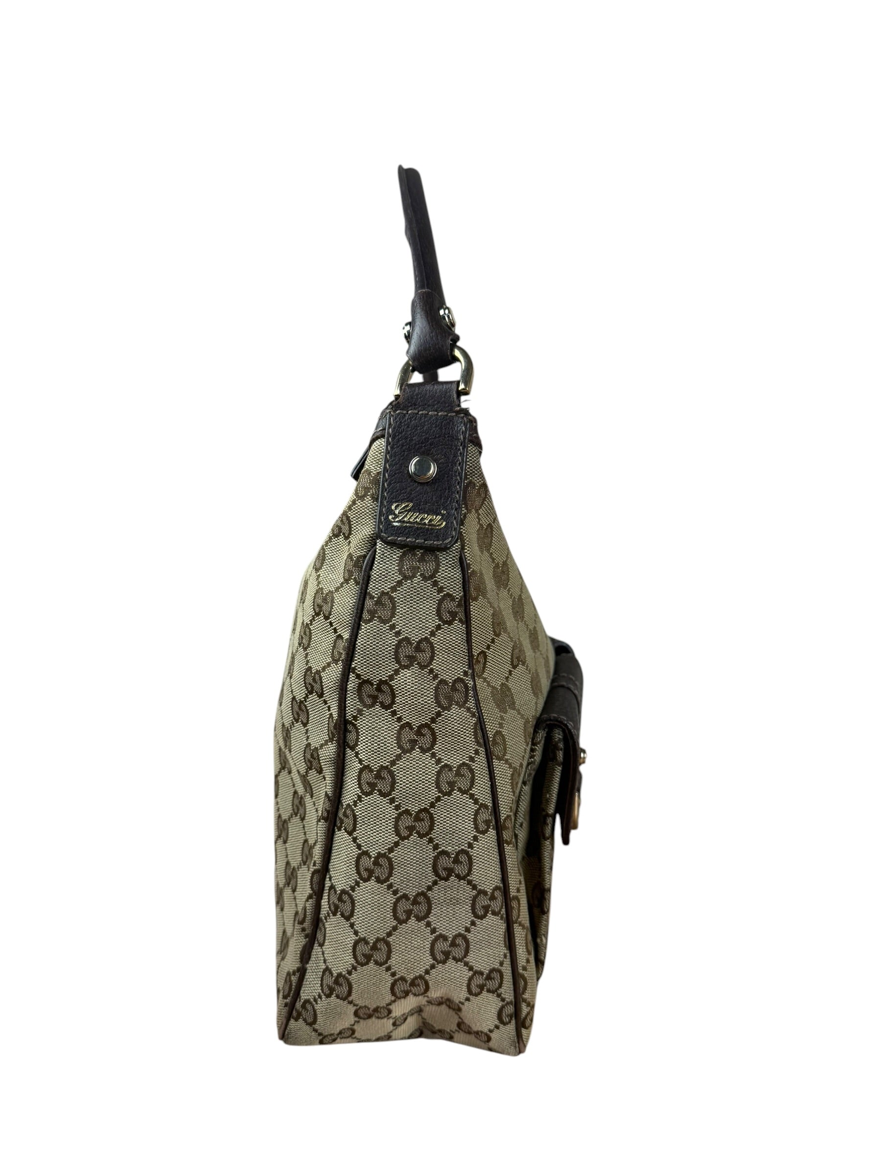 Gucci Vintage Brown Canvas GG Shoulder Bag