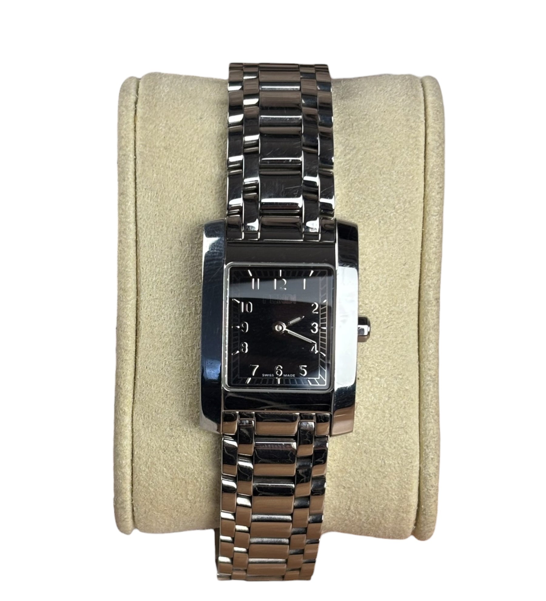 Fendi 7000L Black Dial Tank Stainless Steel Band
