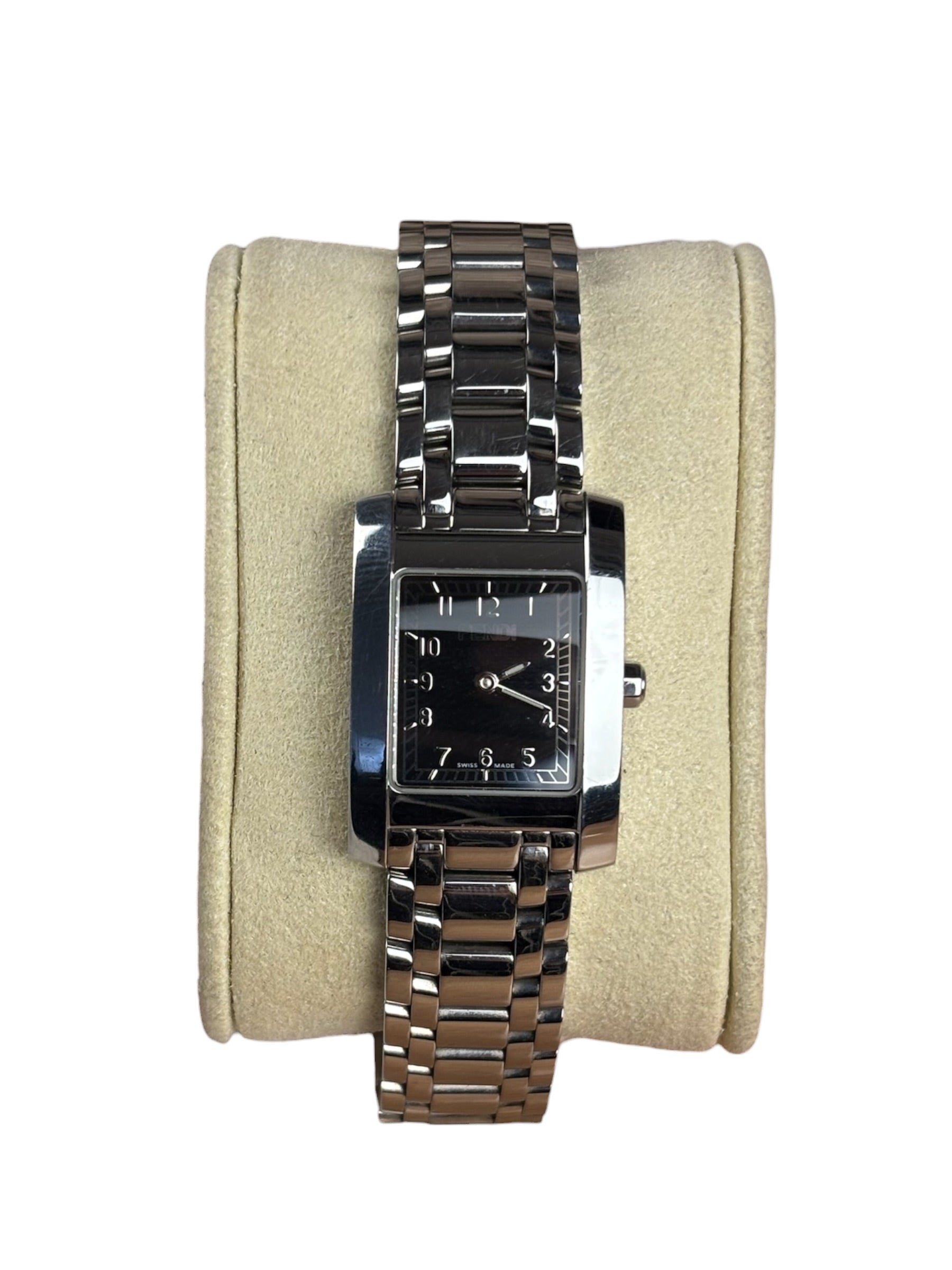 Fendi 7000L Black Dial Tank Stainless Steel Band
