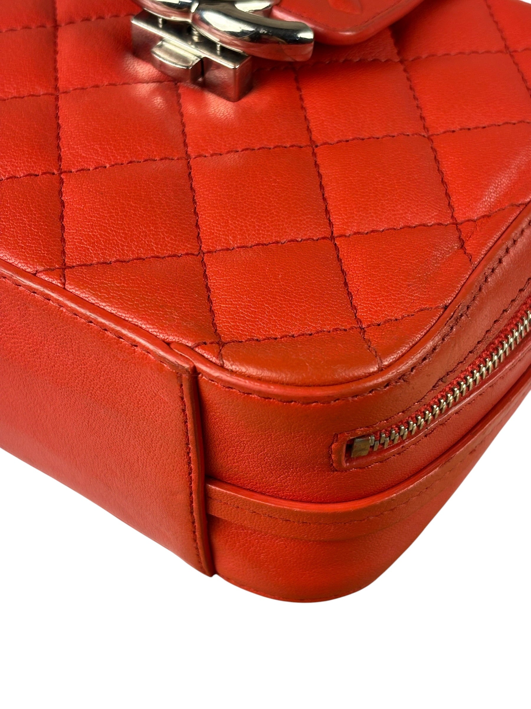 Chanel Red Quilted Lambskin Nano CC Box Camera Bag 2018