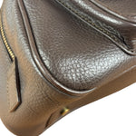 Burberry Vintage Brown Pebbled Leather Double Pocket Satchel Handbag