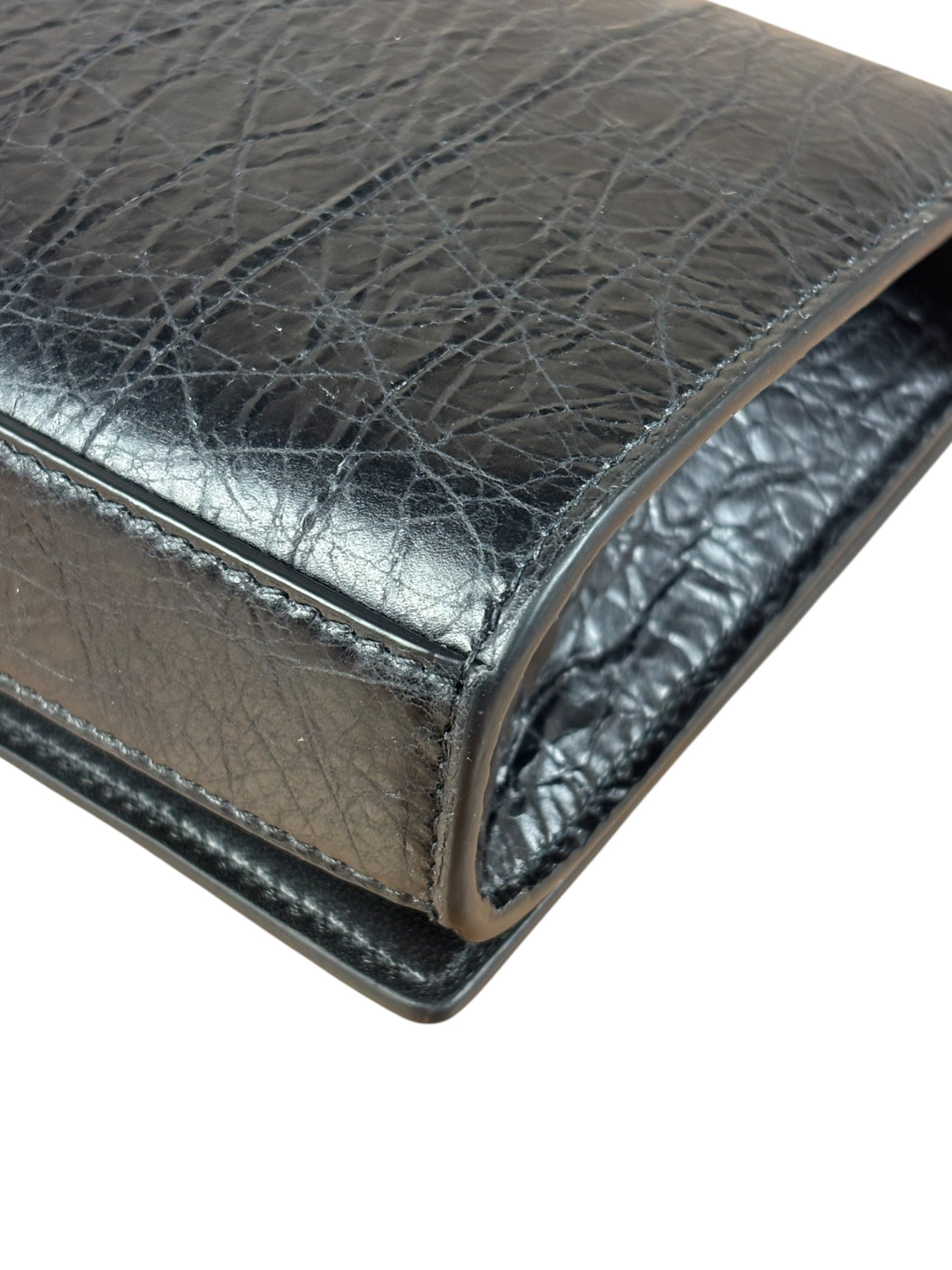 Balenciaga Black Croc Embossed Le City Clutch/Wallet