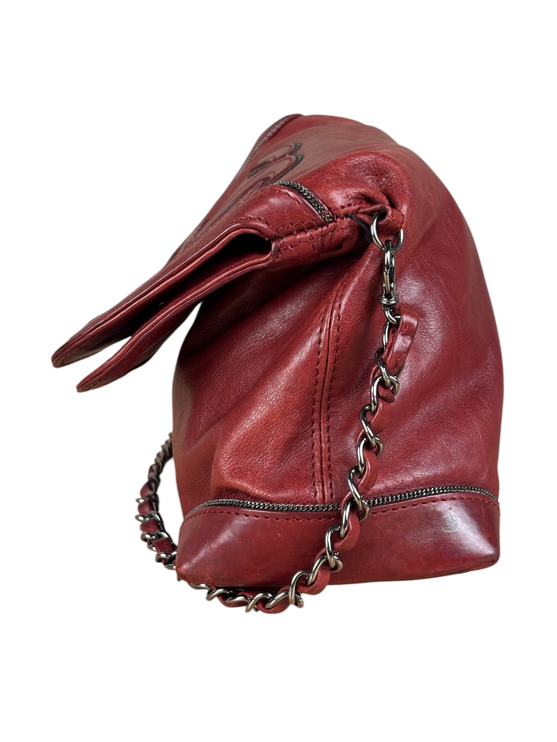 Chanel Red Quilted Leather Chain Shoulder Bag 2007
