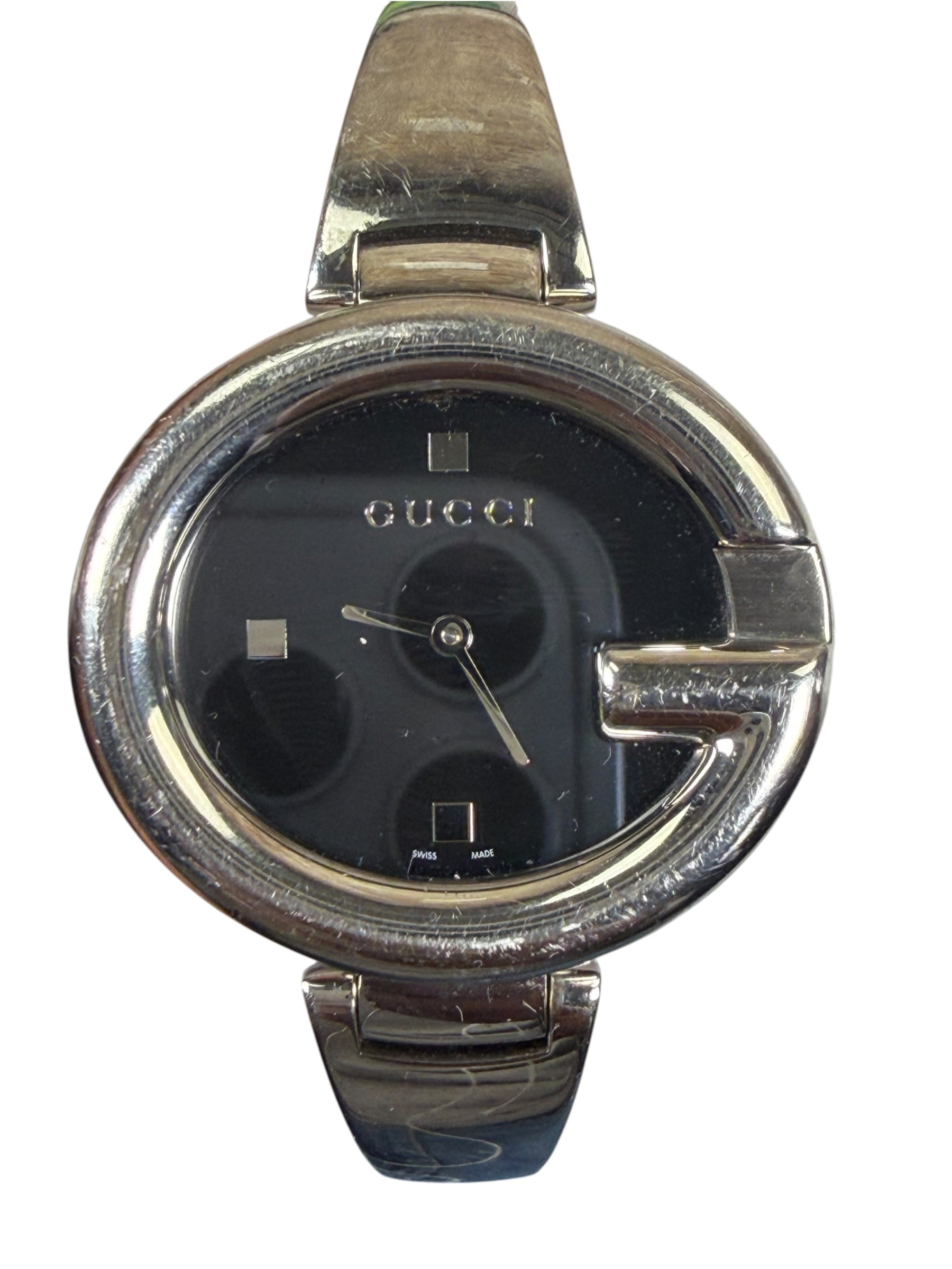 Gucci 134.3 Black G Dial Bangle Watch