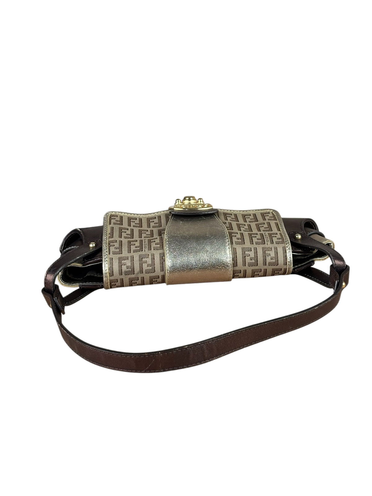 Fendi Colorblock Leather Trim Zucca Compilation Baguette