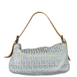 Fendi Leather Light Blue Trim Zucca Baguette