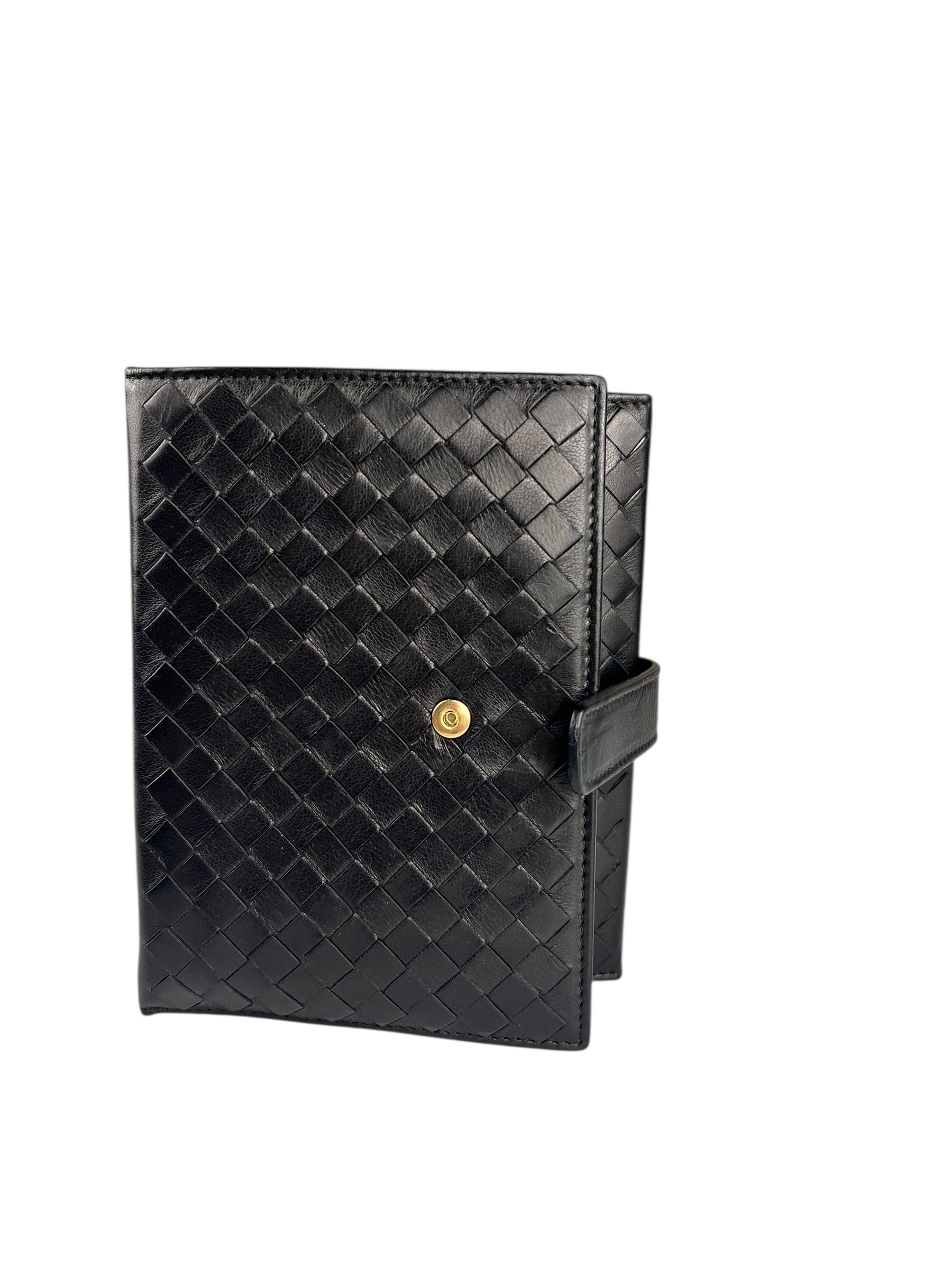 Bottega Veneta Intercciato Black Passport Holder