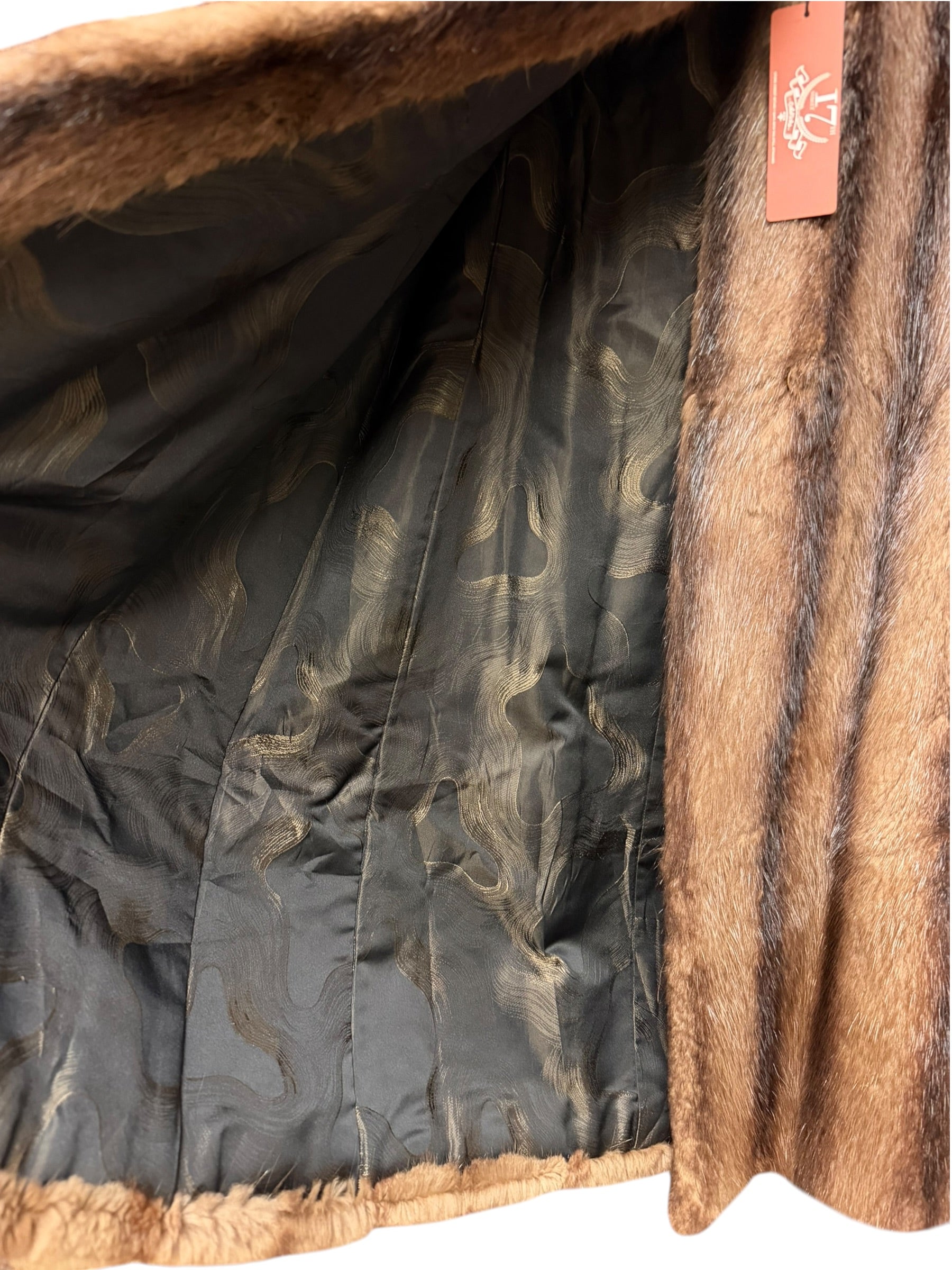 Vintage Brown Striped Fox Fur Long Coat