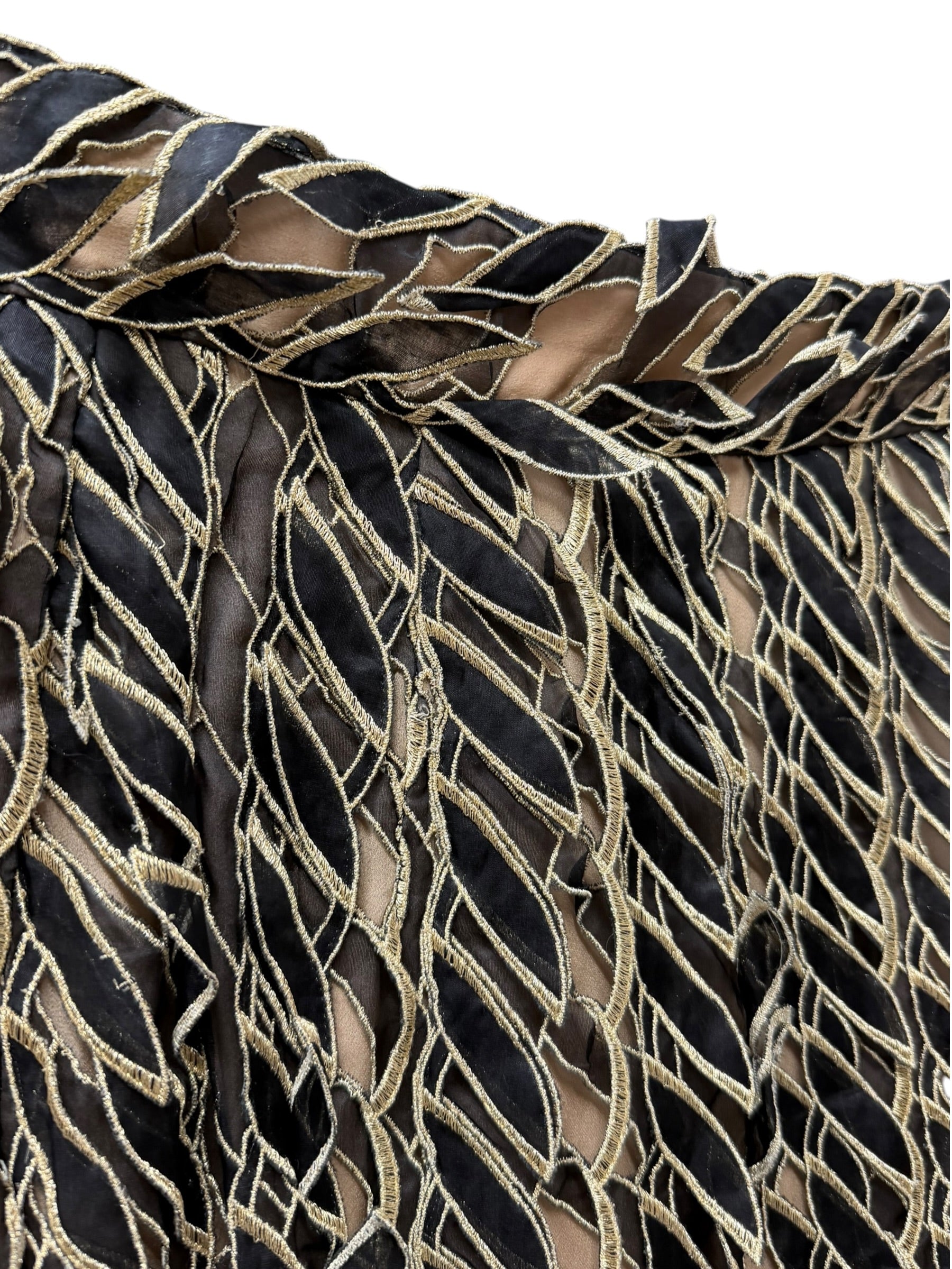 Loewe Gold/Black Multi-Layered Embroidered Ribbon Skirt