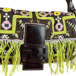 Fendi Canvas Baguette Dark Brown Beaded