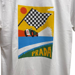 Prada White Graphic Race Car Print T Shirt