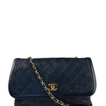 Chanel Vintage Navy Quilted Lambskin Flap Bag 1989
