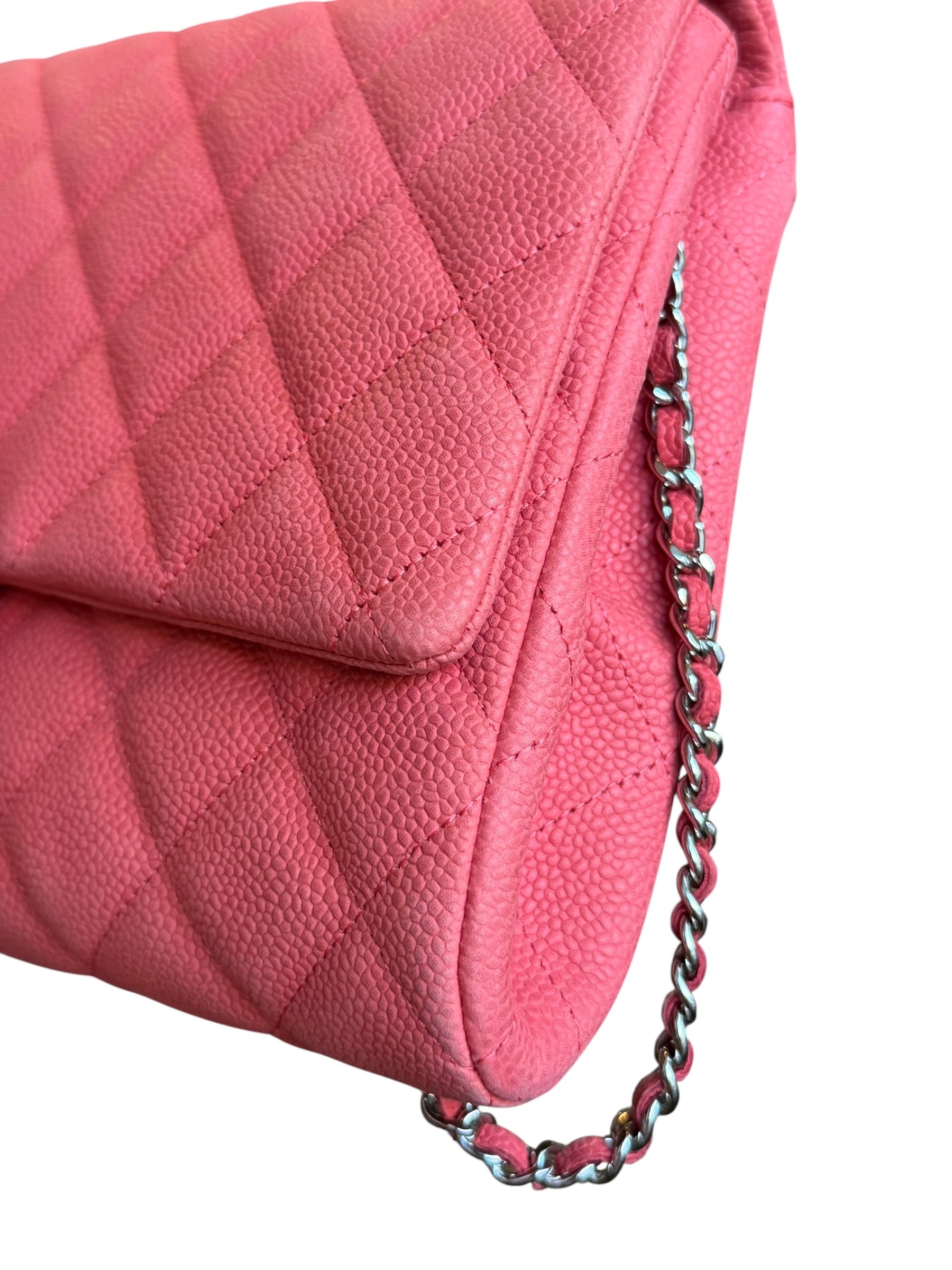 Chanel Coral Pink Matte Quilted Caviar Flap Shoulder Bag 2012