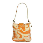 Fendi Orange Leather Trim/Satin Swirl Print Mini Baguette