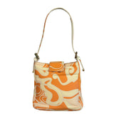 Fendi Orange Leather Trim/Satin Swirl Print Mini Baguette