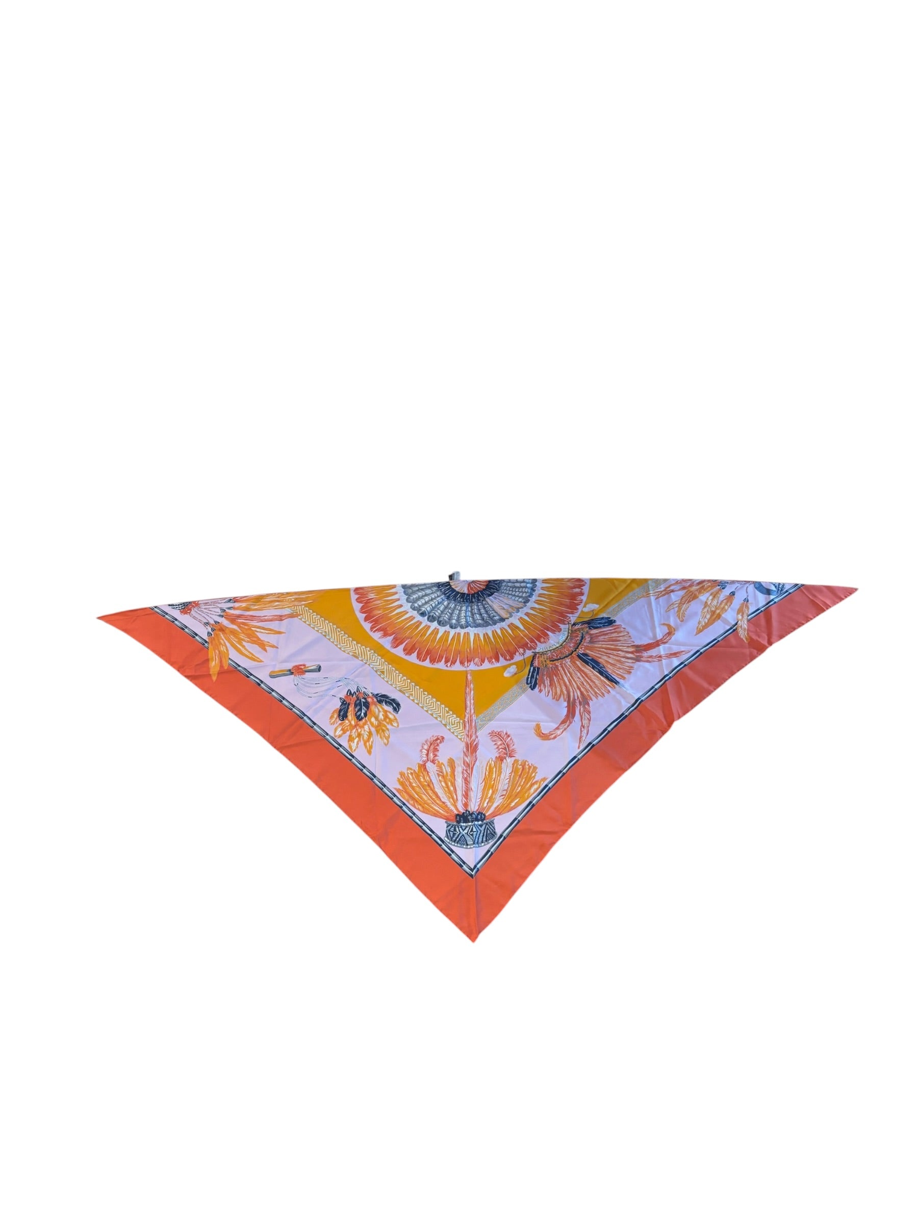 Hermes Points Twill Orange Brazil Scarf