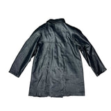 Vintage Black Vegan Leather Long Coat