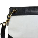 Chanel Vintage Black/White Leather CC Chain Tote '89-'91