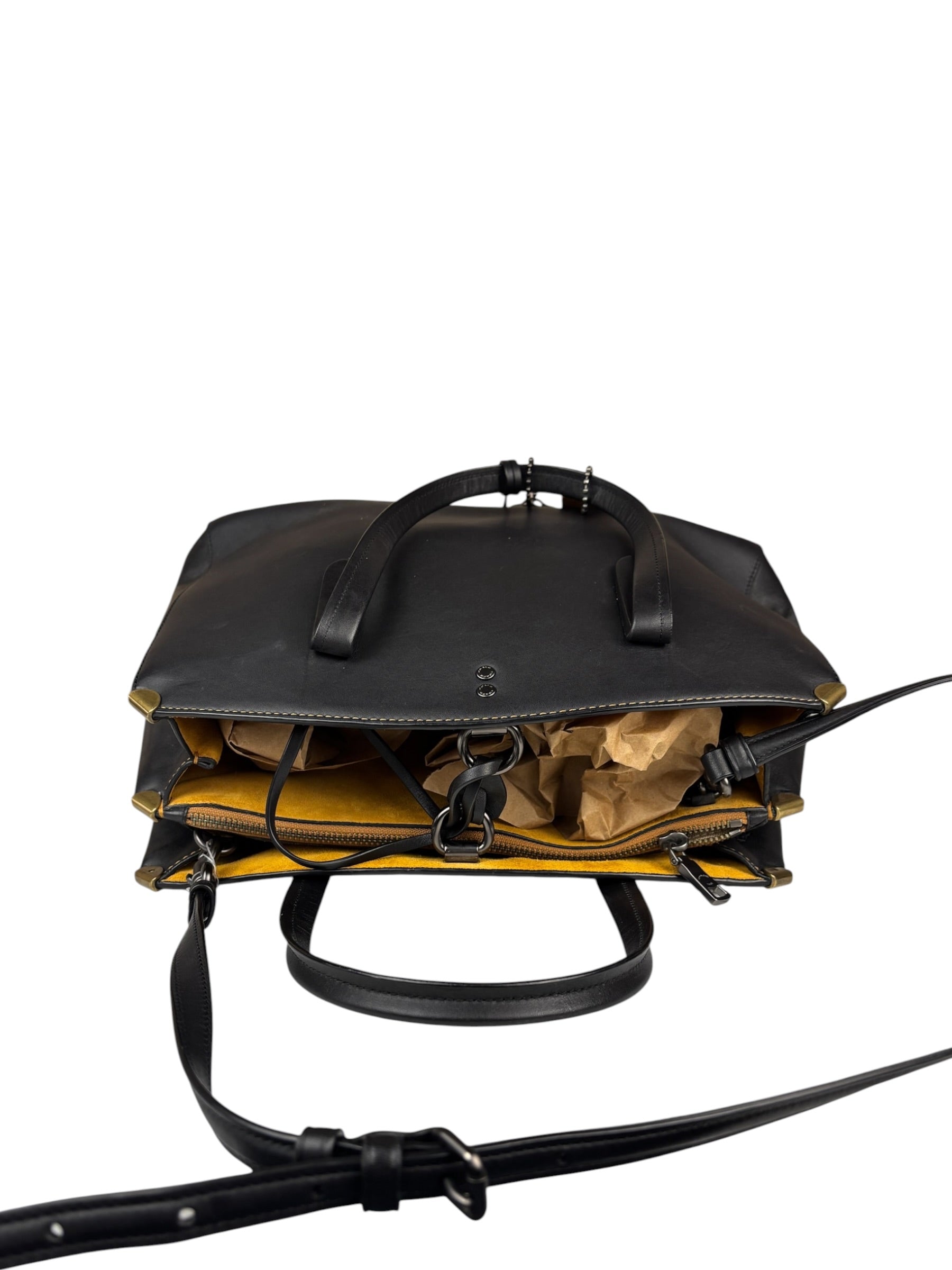 Coach Black Leather Trim Copper Carryall Two-Way Bag