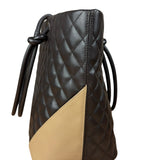Chanel Brown Quilted Leather Cambon Ligne Shoulder Tote 2004