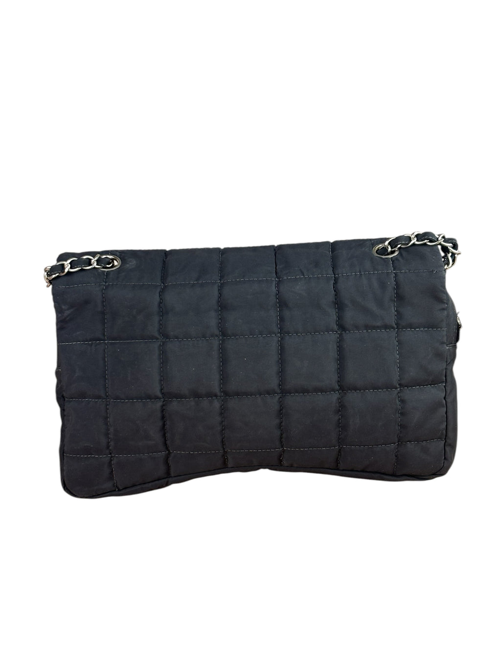 Chanel Black Nylon Chocolate Bar Flap Bag 2002