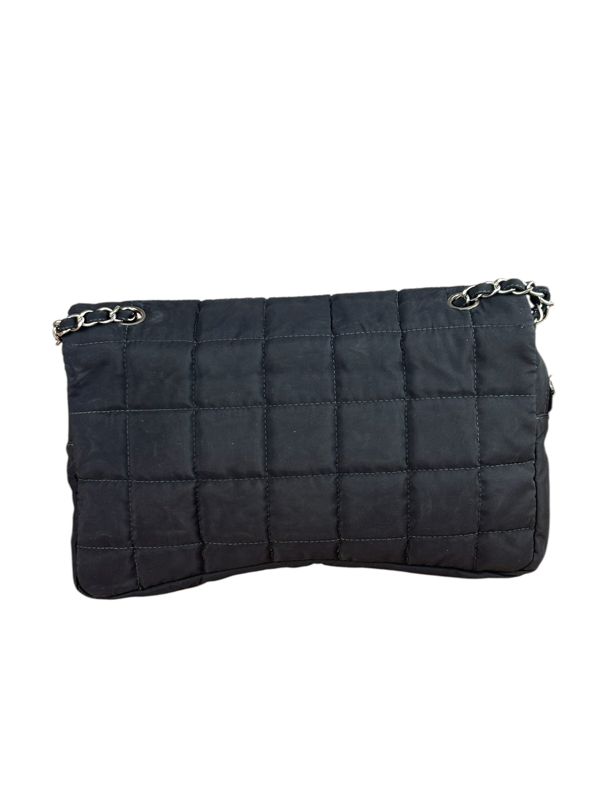 Chanel Black Nylon Chocolate Bar Flap Bag 2002
