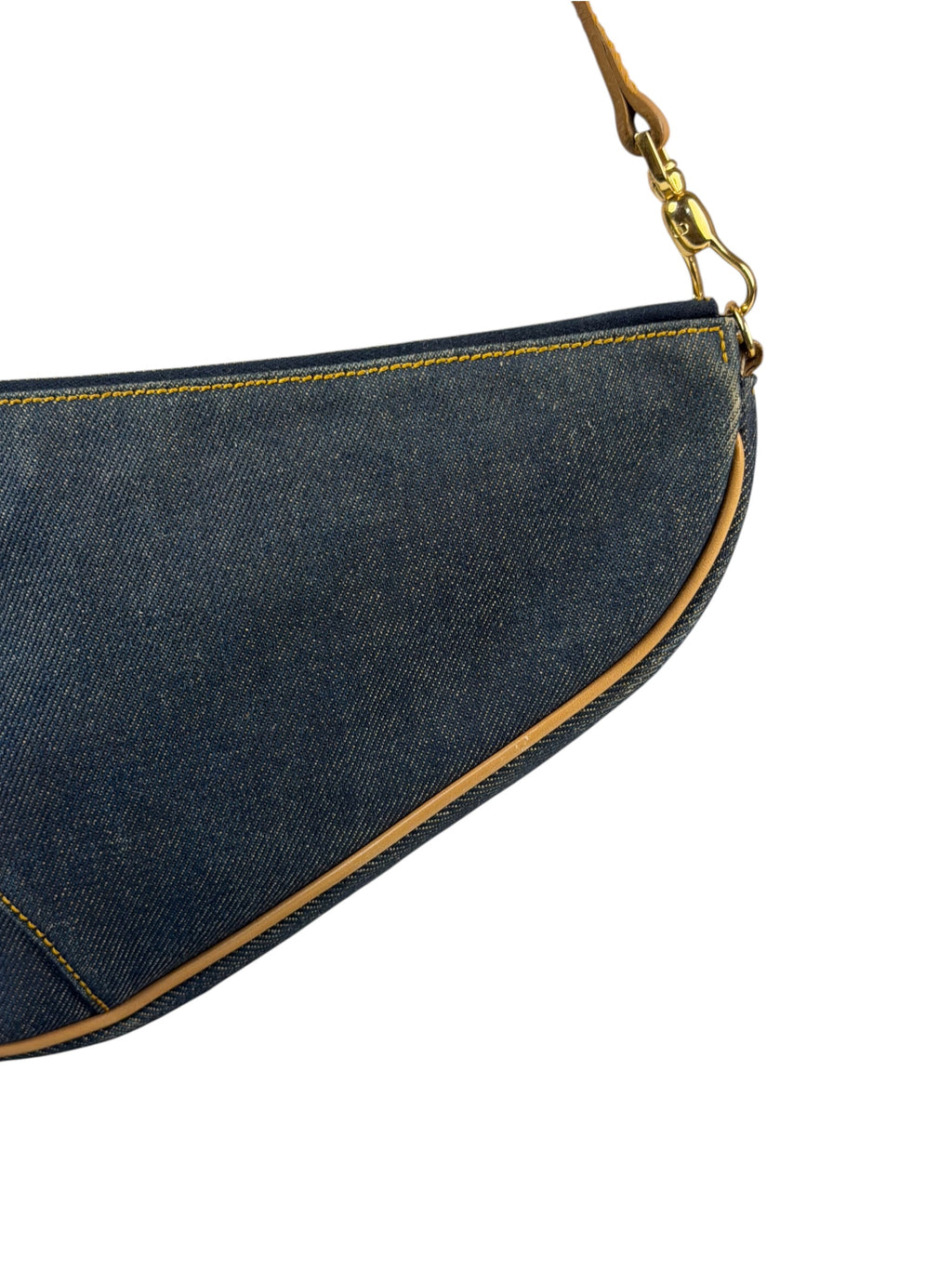 Christian Dior Denim Beige Leather Mini Saddle Pochette