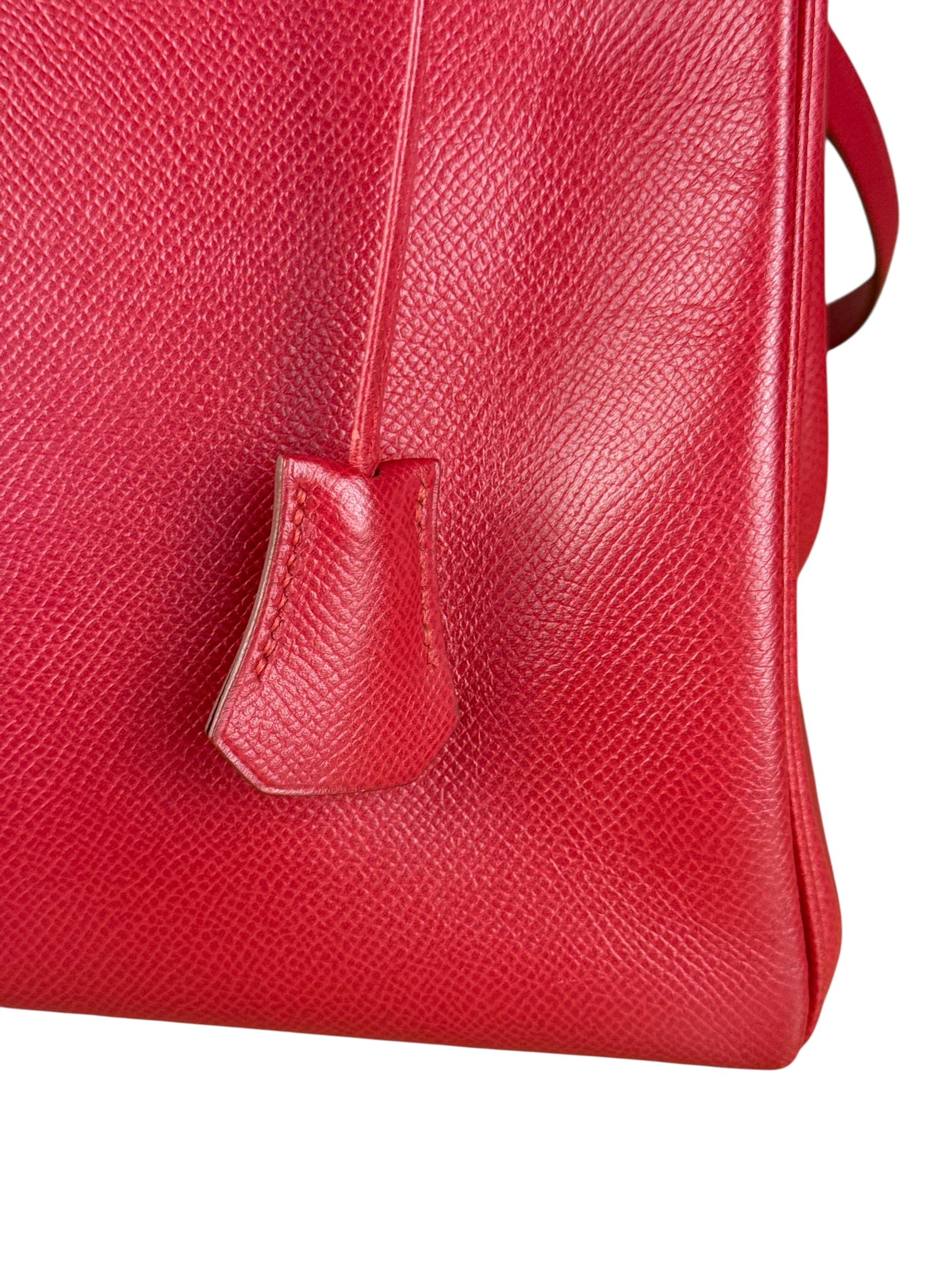 Hermes Kelly 32 Courchevel Rouge Vif Gold Handbag 1997