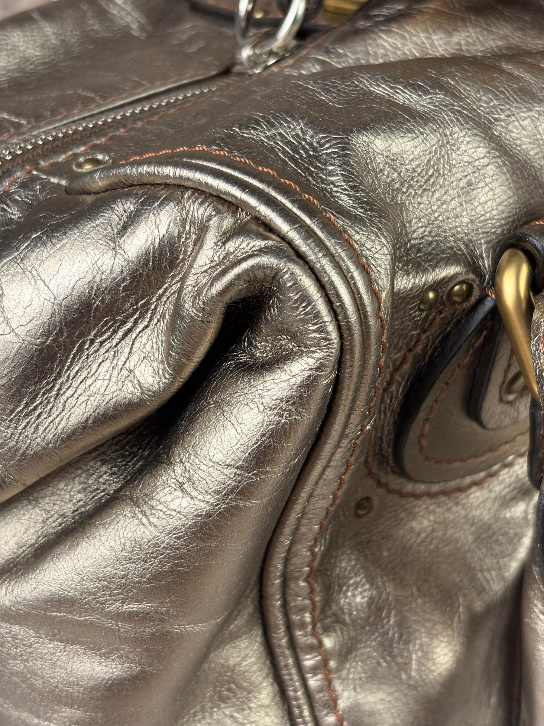Chloe Metallic Gold Leather Paddington Handbag
