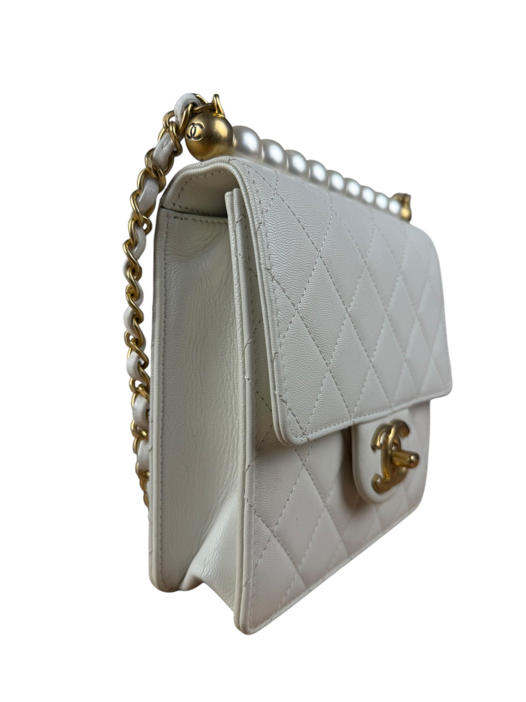 Chanel Small Chic Pearls White Flap Bag 2019