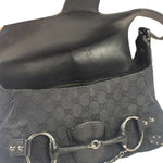 Gucci Vintage Black Horsebit Studded Chain Shoulder Bag