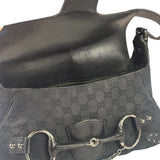 Gucci Vintage Black Horsebit Studded Chain Shoulder Bag