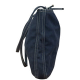 Fendi Vintage Navy Blue Leather Trim Mamma Baguette