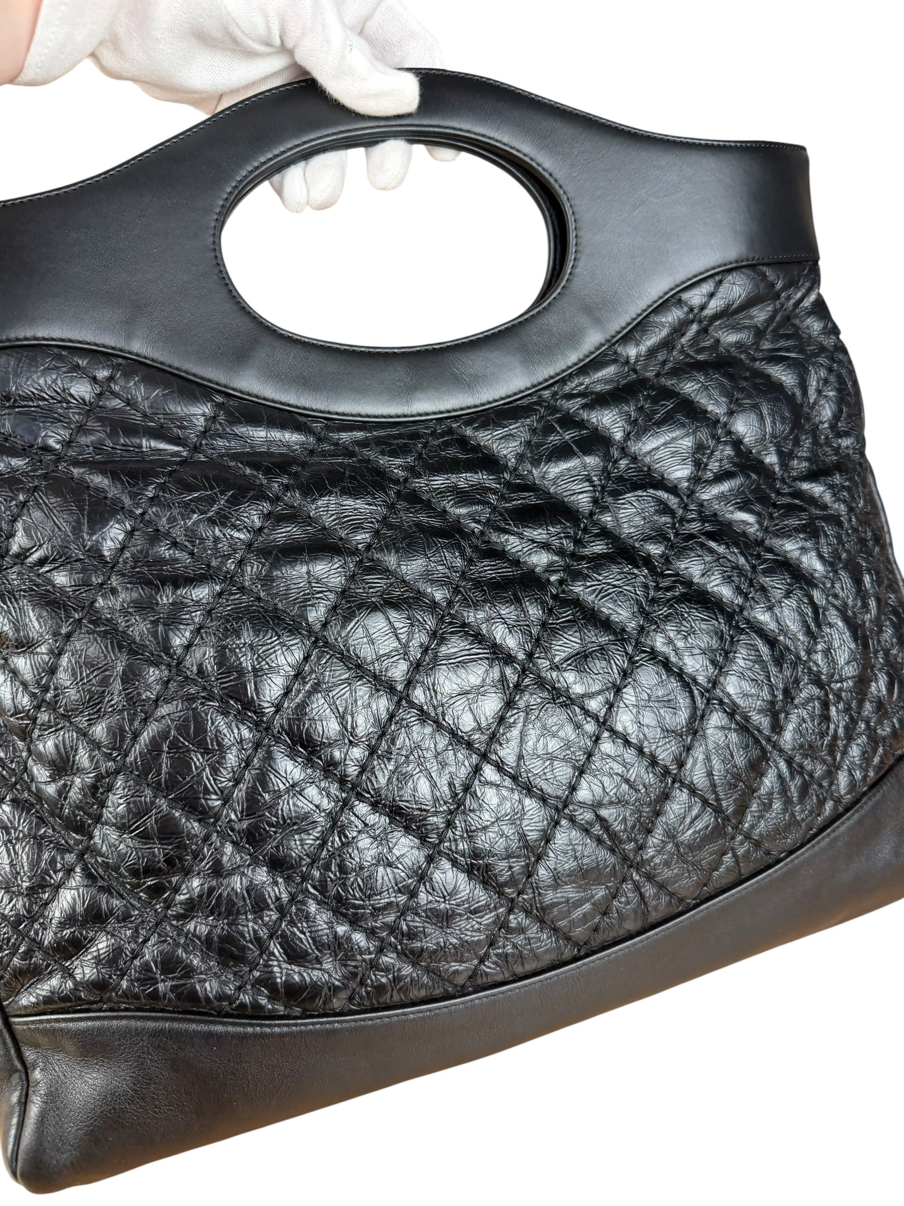 Chanel 31 Black Leather Quilted Shopping Clutch Shoulder Bag 2018