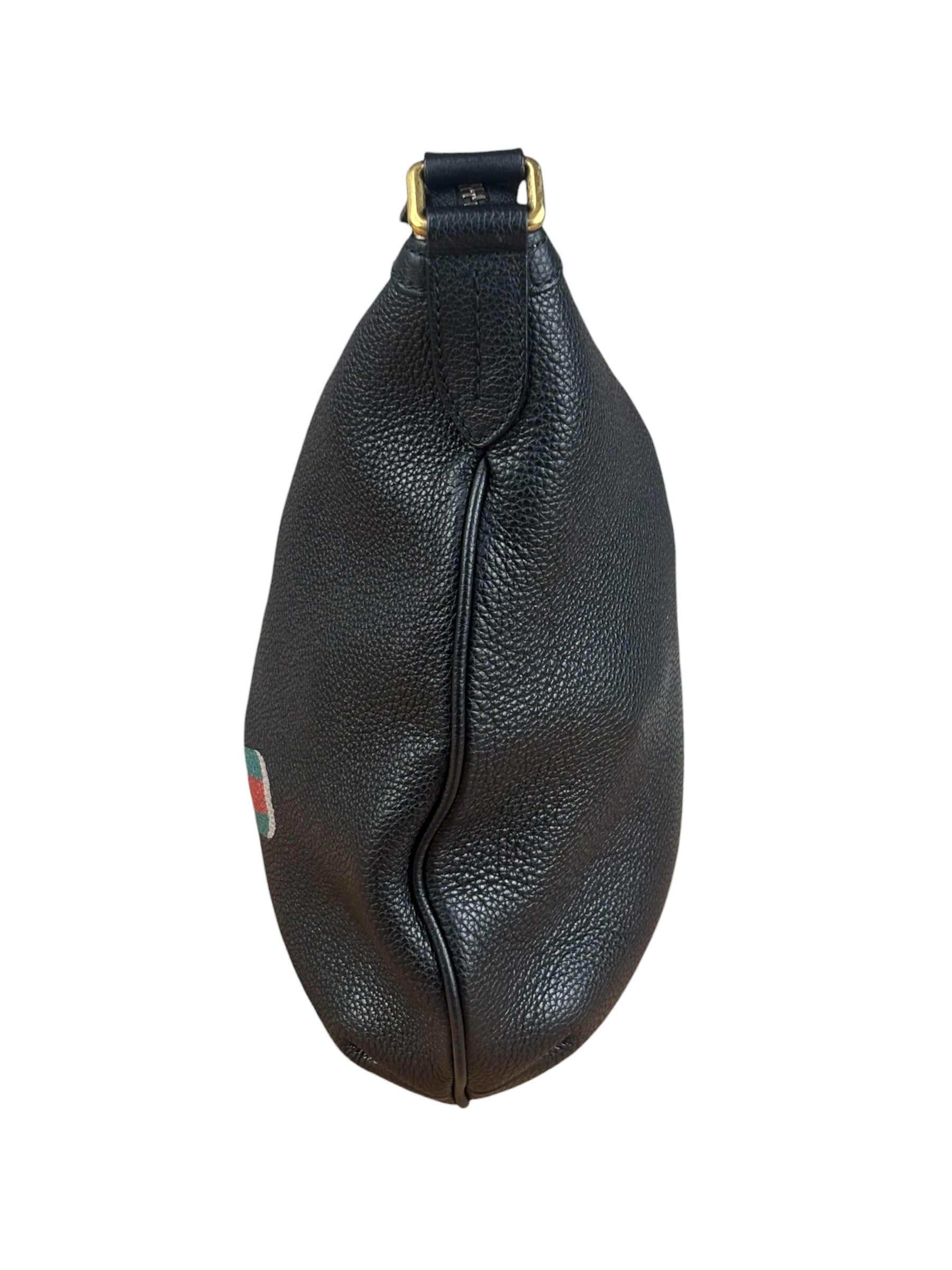 Gucci Black Pebbled Leather Half Moon Hobo Bag