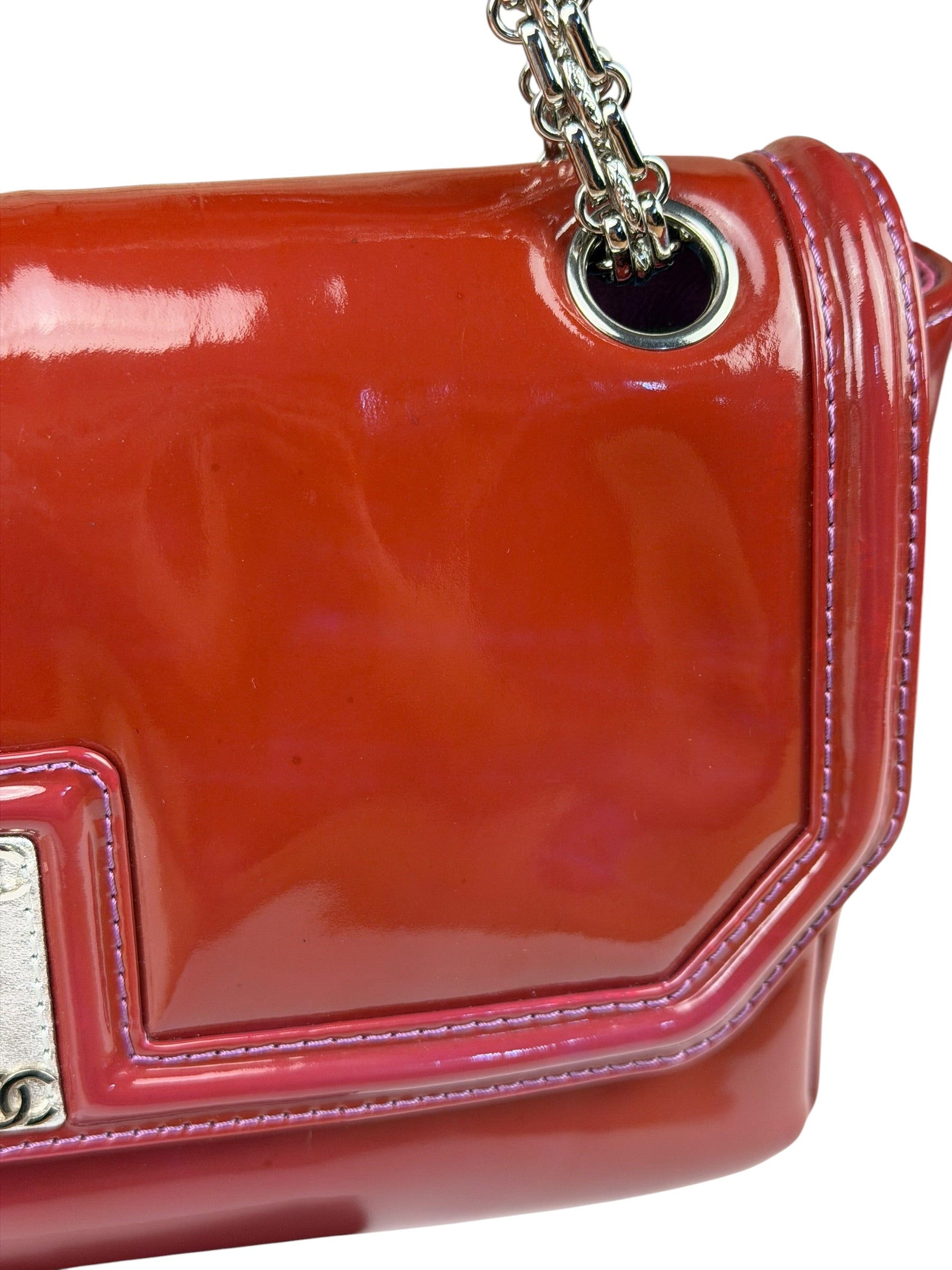 Chanel Burgundy Patent Leather Mademoiselle Bijoux Chain Flap Bag 2008