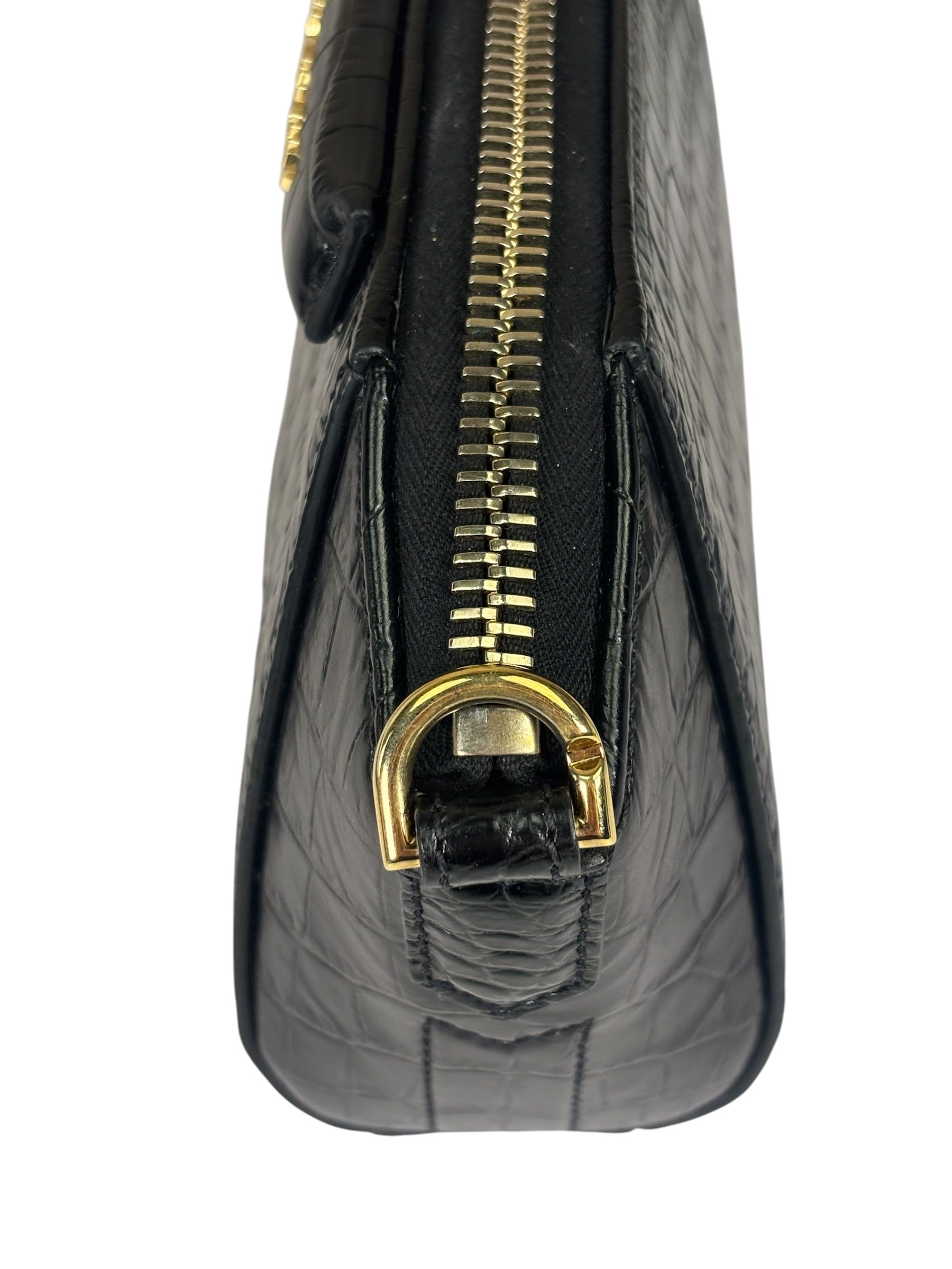 Givenchy Black Crocodile Embossed Leather Nano Antigona Crossbody Bag