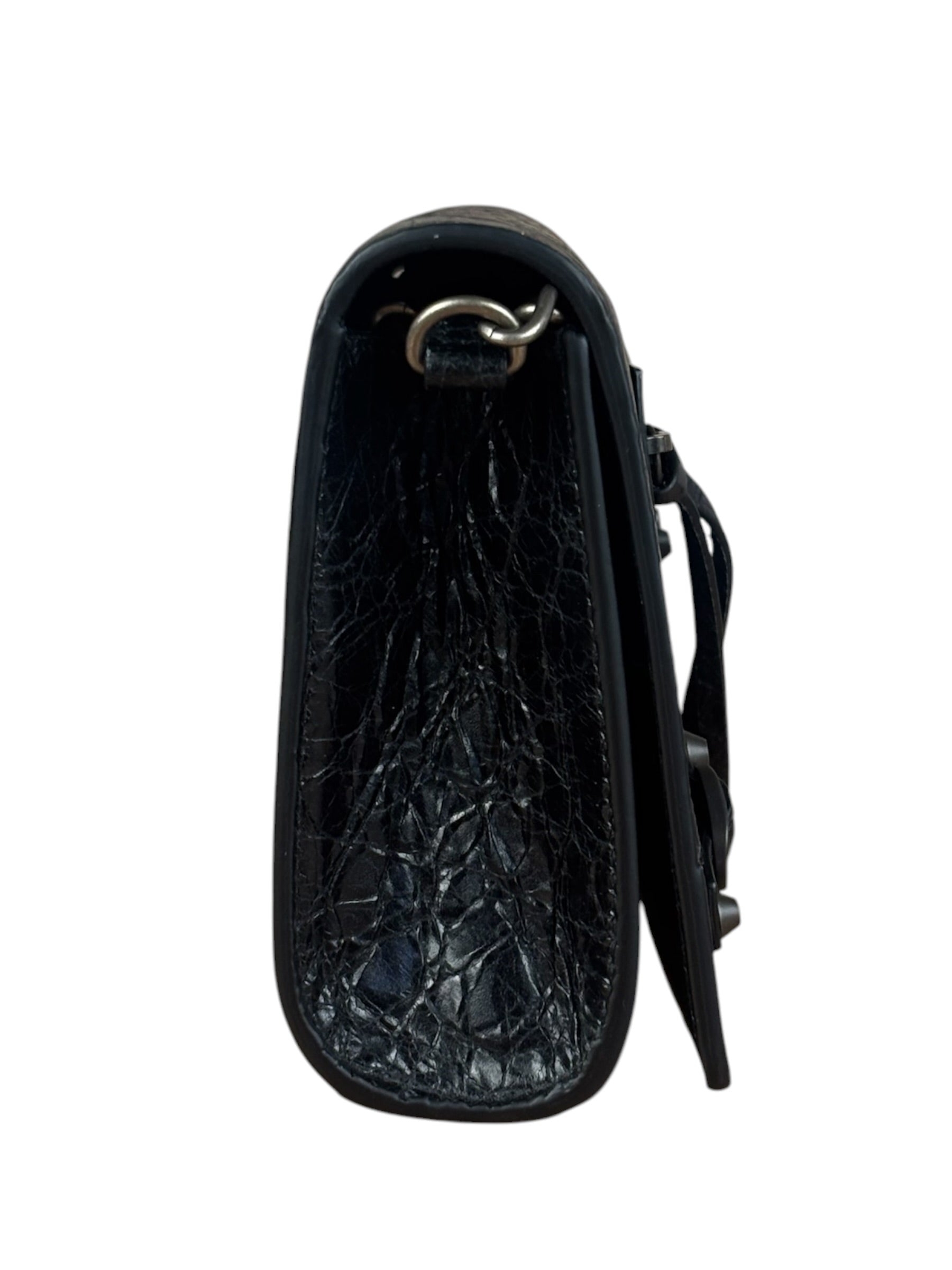 Balenciaga Black Croc Embossed Le City Clutch/Wallet