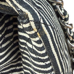 Chanel Black/White Sequin Stripped Medium Double Flap Shoulder Bag