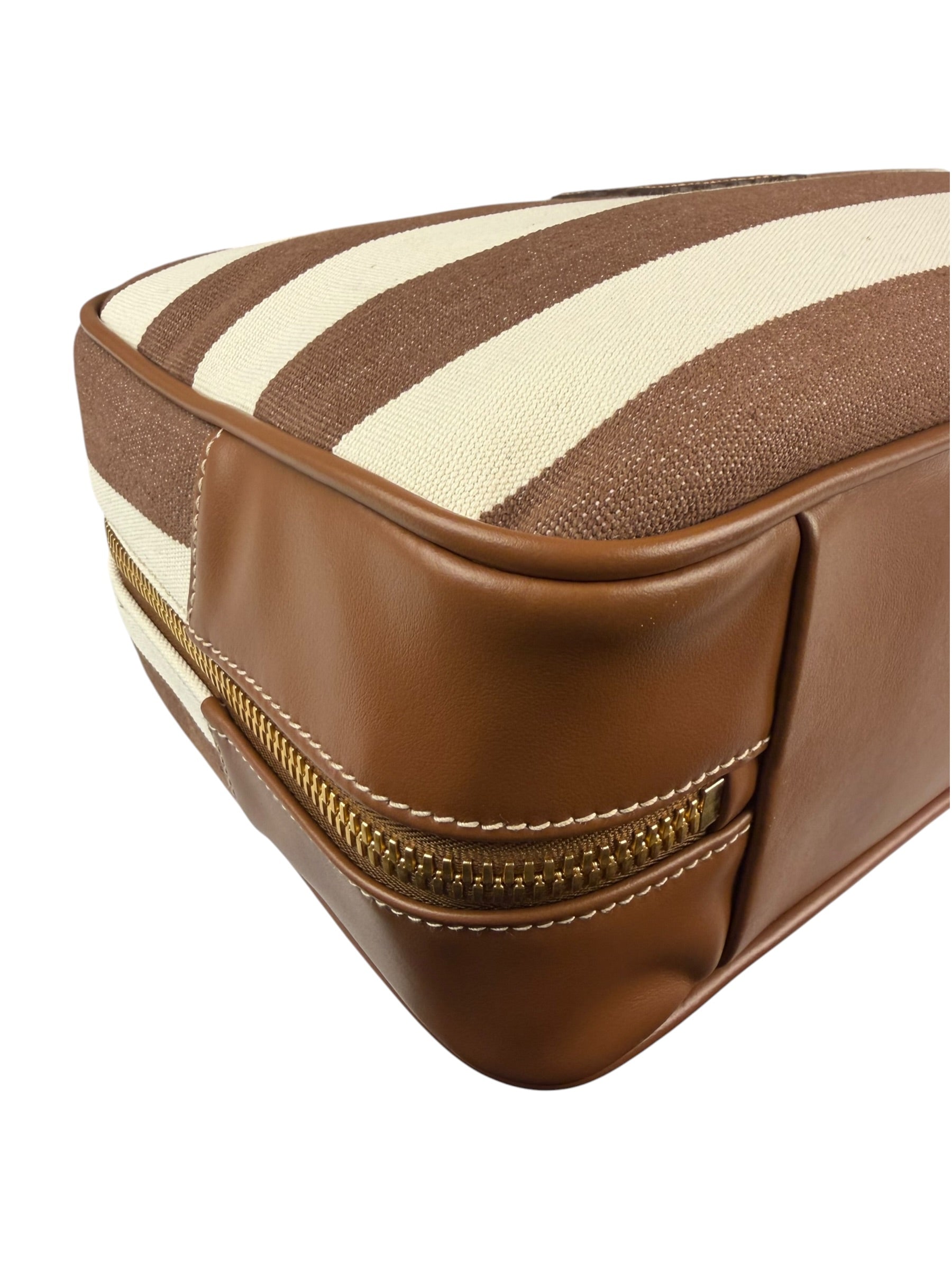 Miu Miu Canvas Stripped Beau Top Handle Bag